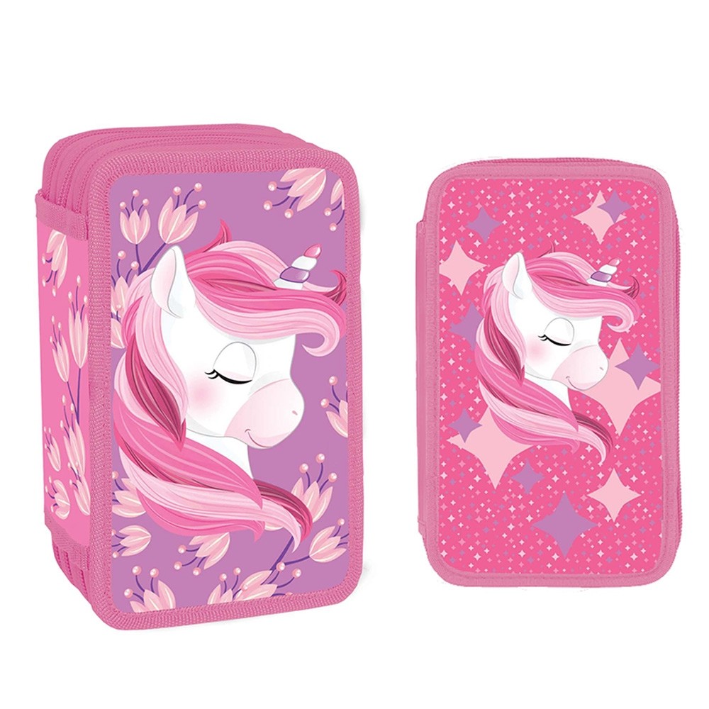 Penar echipat, unicorn, 3 compartimente cu fermoare, 39 piese, spatiu orar, material textil - imagine 6